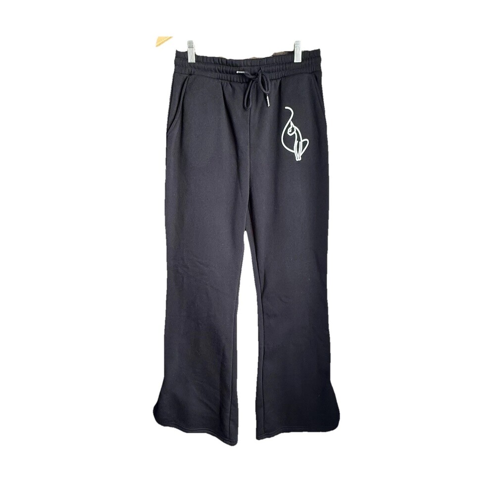 Baby Phat Women L Black Wide Leg Flare Sweatpants Gorpcore Y2K Streetwear NWT